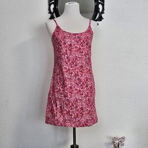 Retro Floral Pink Mini Dress